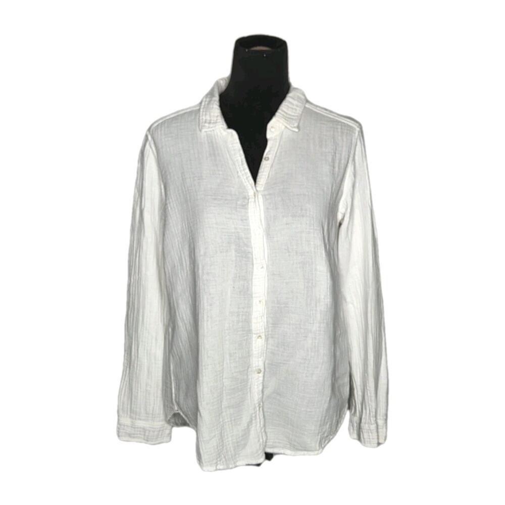 XíRENA White Cotton Gauze Button Up Shirt Womens Small Beach Casual USA